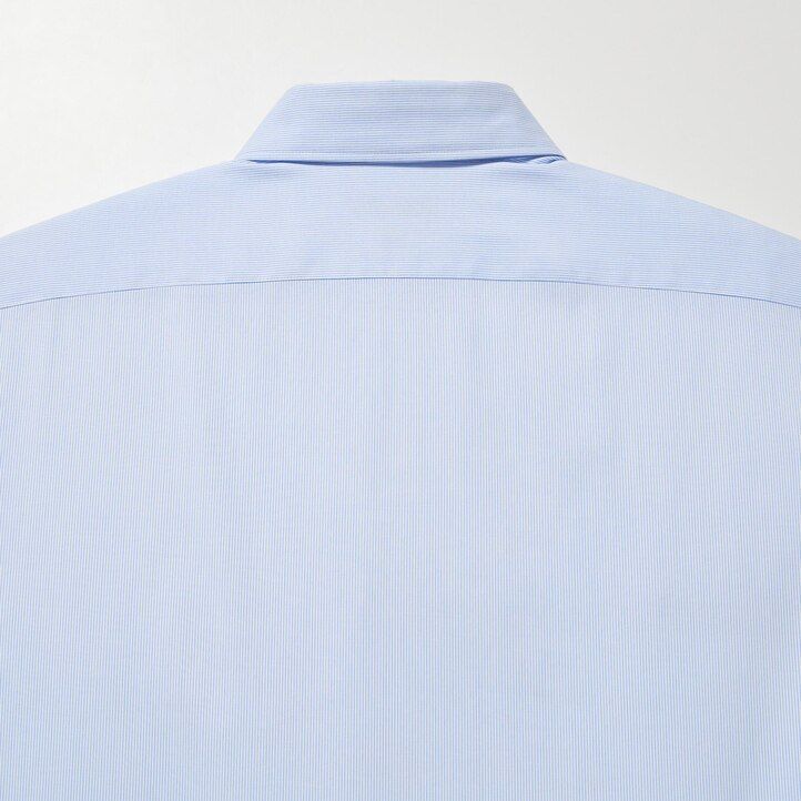 uniqlo easyre stretch slim fit randig semi cutaway krage herrskjortor blå