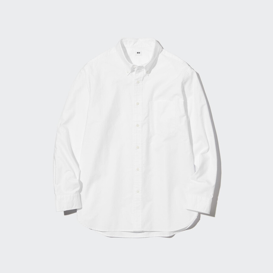 herr uniqlo oxfordskjortor med knappkrage vita