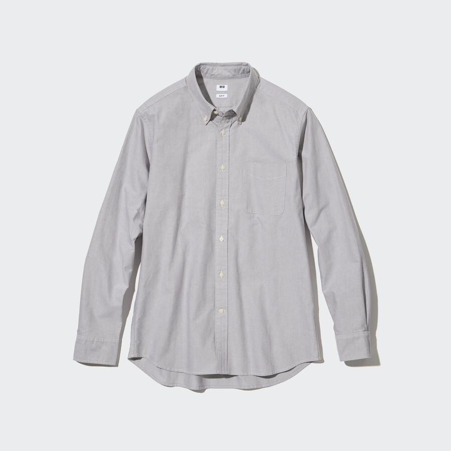 grå uniqlo slim fit oxford herrskjortor