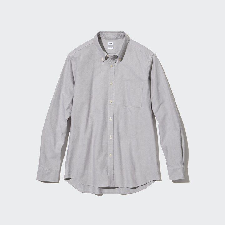 grå uniqlo slim fit oxford herrskjortor