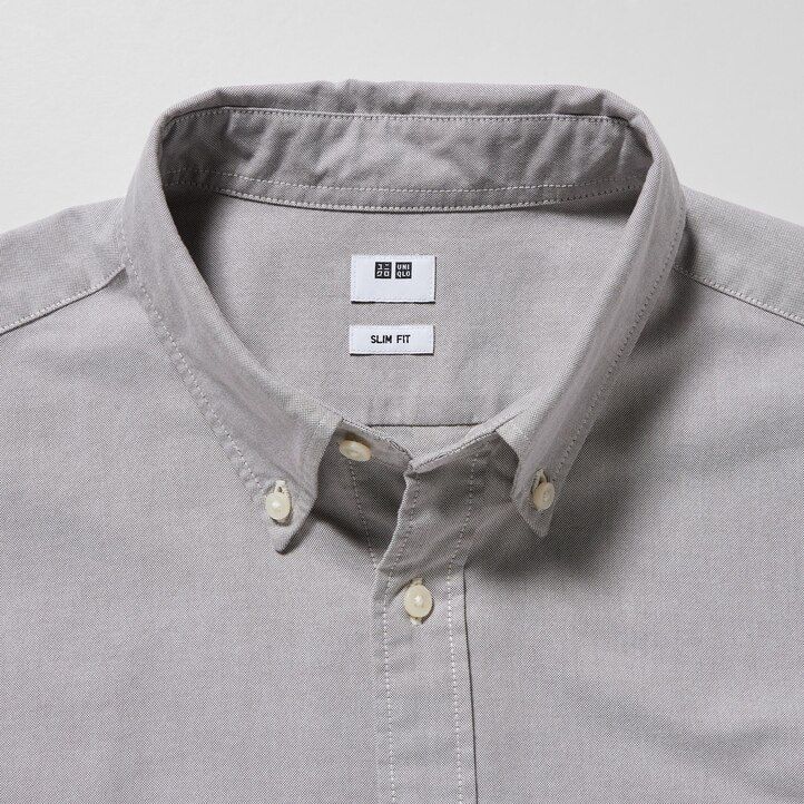 grå uniqlo slim fit oxford herrskjortor