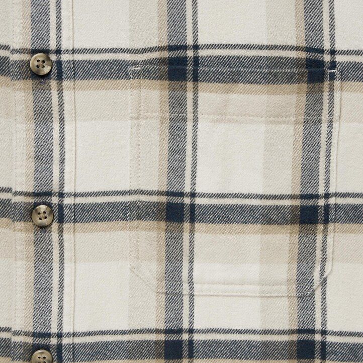 herr uniqlo flanellskjorta med rutig krage normal passform beige