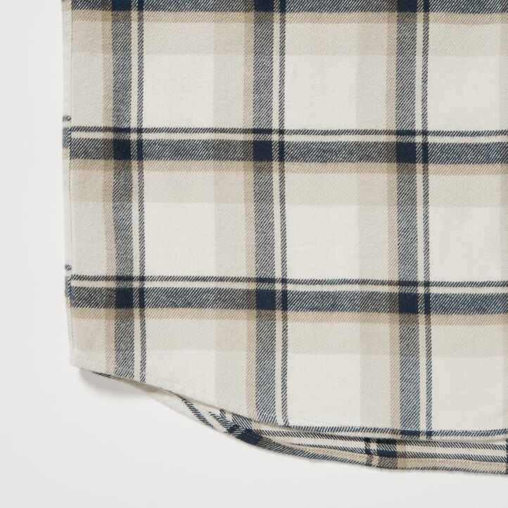 herr uniqlo flanellskjorta med rutig krage normal passform beige