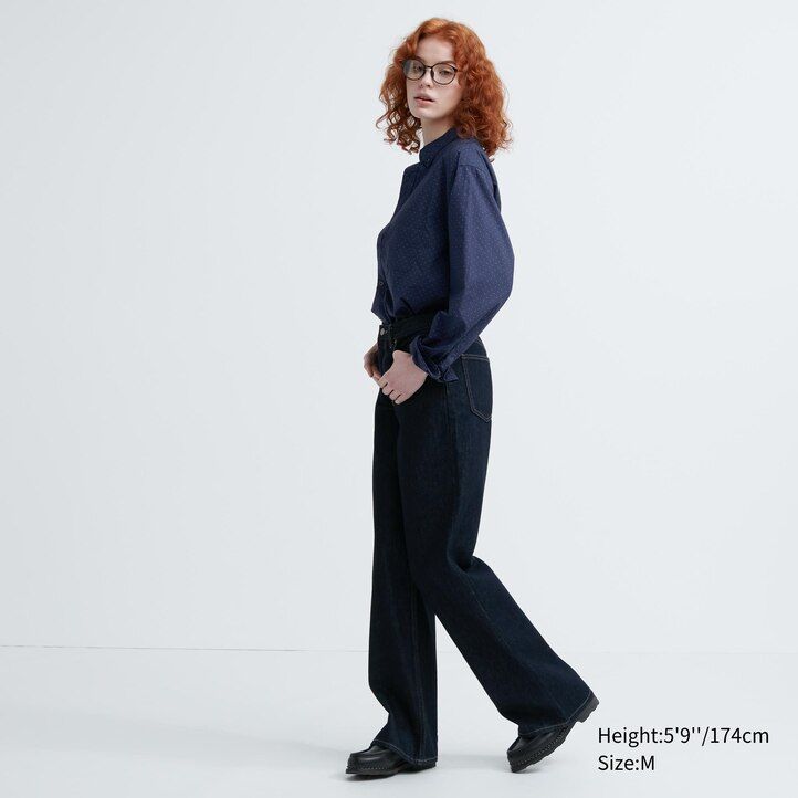 herr uniqlo extra fine cotton broadcloth regular fit mönstrad button down-krage skjorta vita