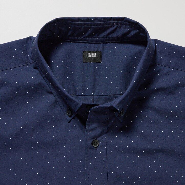 herr uniqlo extra fine cotton broadcloth regular fit mönstrad button down-krage skjorta vita