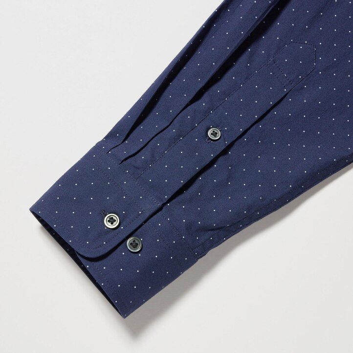 herr uniqlo extra fine cotton broadcloth regular fit mönstrad button down-krage skjorta vita