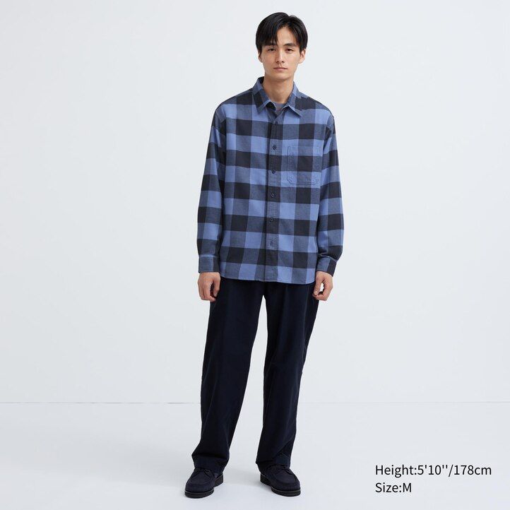 herr uniqlo flanellskjortor i beige rutigt