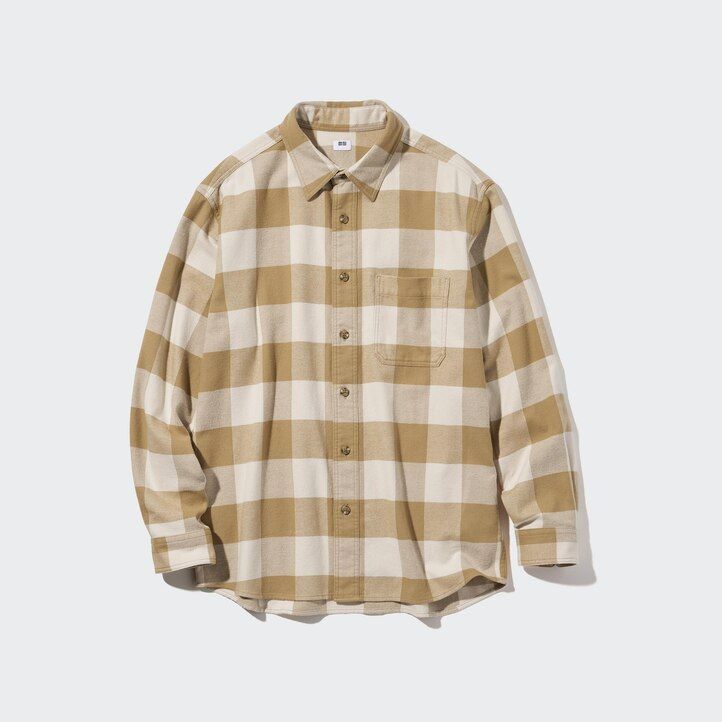 herr uniqlo flanellskjortor i beige rutigt
