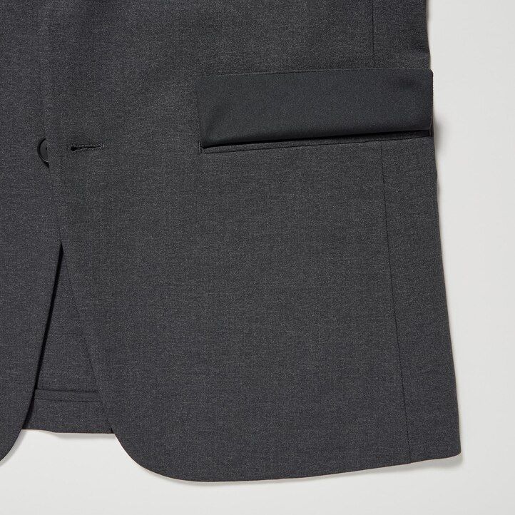 mörkgrå uniqlo airsense ultralätta ullliknande kostymer för män