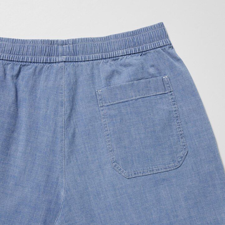 blå herrbyxor uniqlo chambray stretchiga easys
