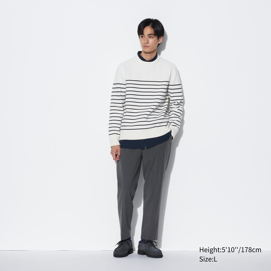 herr uniqlo smarta ullliknande ankellånga byxor grå