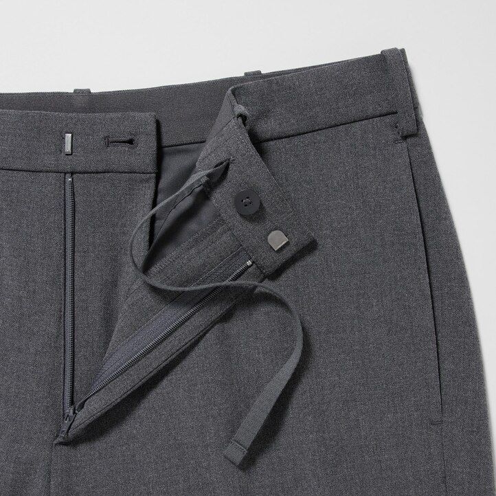herr uniqlo smarta ullliknande ankellånga byxor grå