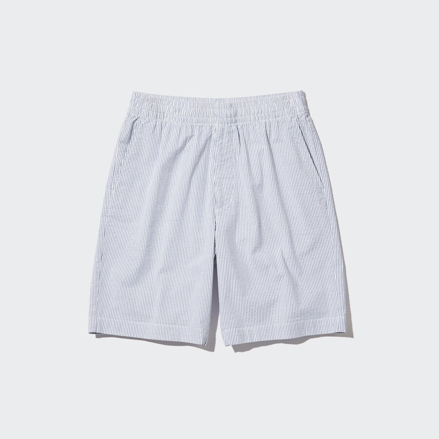 uniqlo dry stretch seersucker easys herrbyxor blå