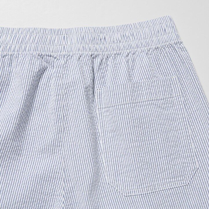 uniqlo dry stretch seersucker easys herrbyxor blå
