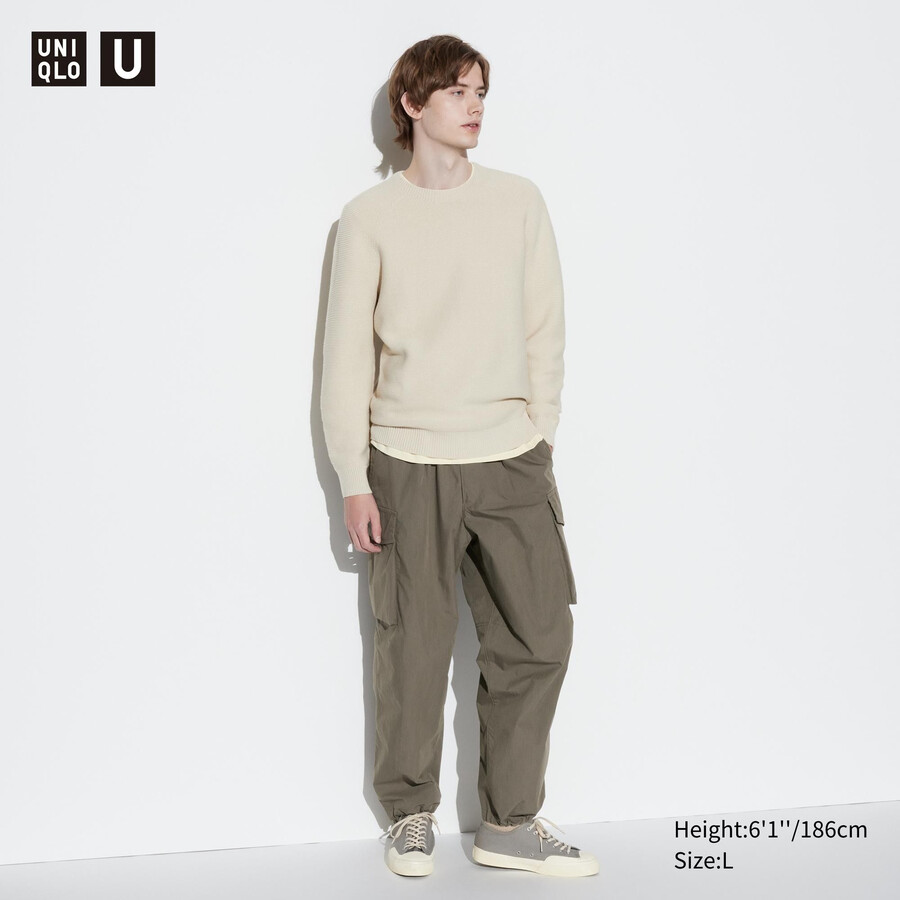 uniqlo wide fit parachutergo herrbyxor olivgrön