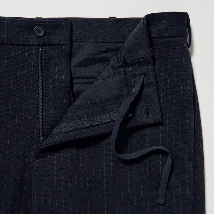 uniqlo smart randiga ankellånga byxor marinblå herr