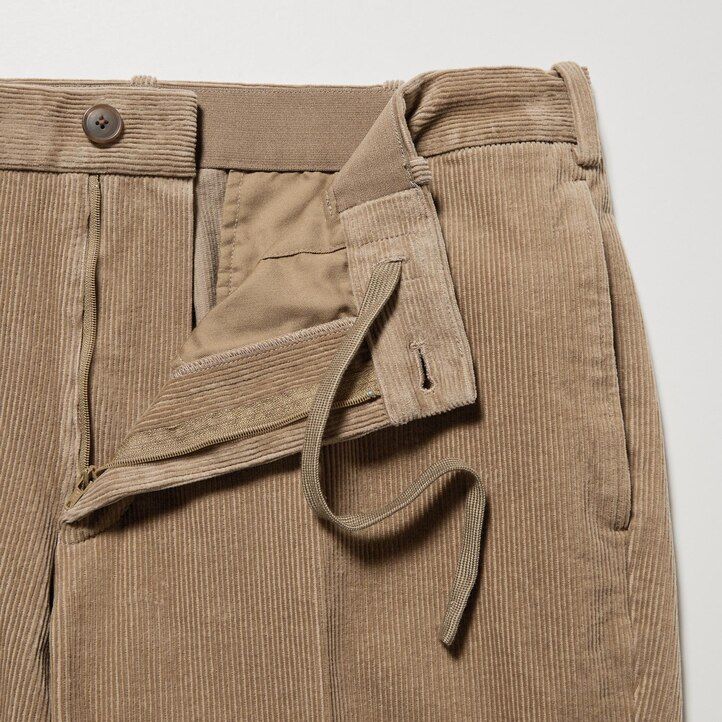 uniqlo smart corduroy ankellånga herrbyxor beige