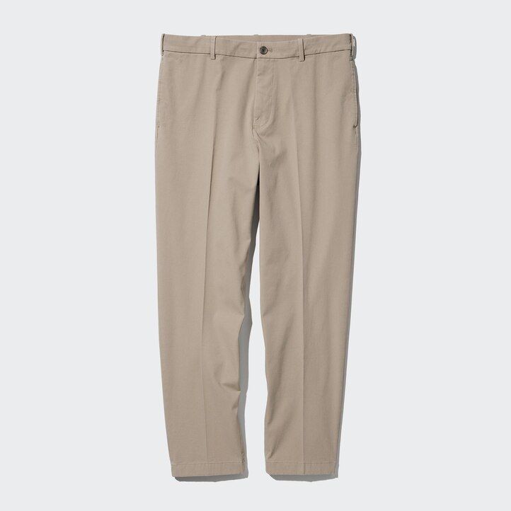 beige uniqlo smart bomullsliknande ankellånga herrbyxor