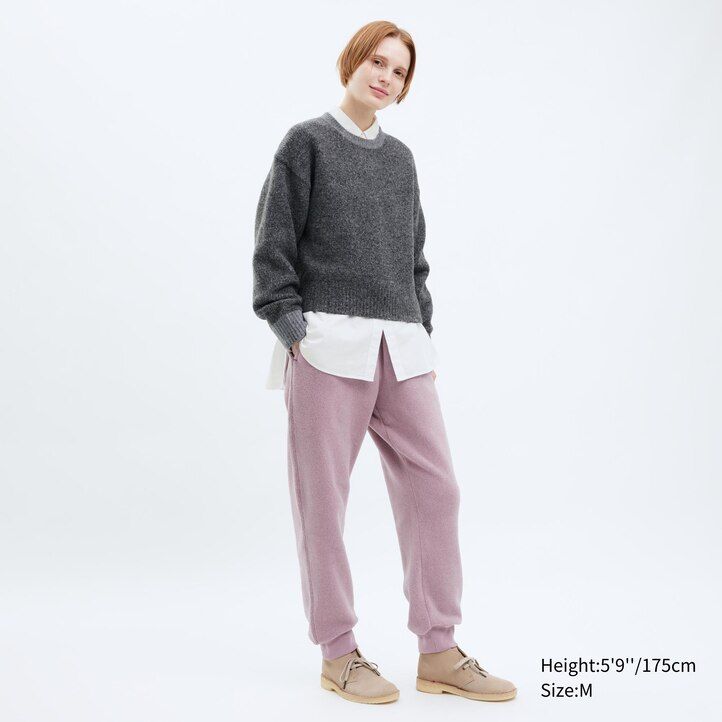 vita uniqlo texturerade jerseybyxor för män