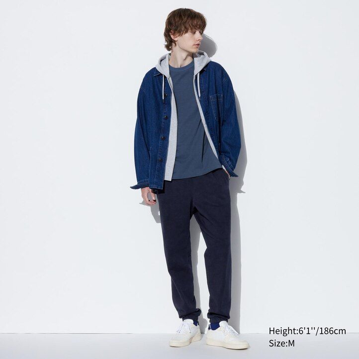 uniqlo side randiga herrbyxor grå