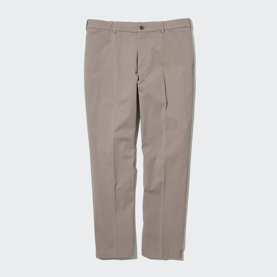 herr uniqlo smart bomullsbyxor i ankellängd beige