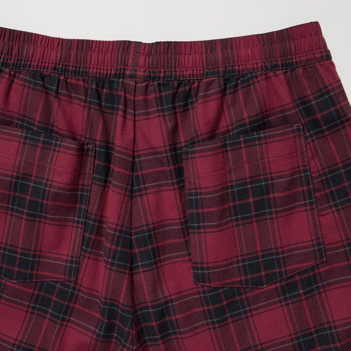 herr uniqlo flanell enkelt mönstrade ankellånga byxor röda