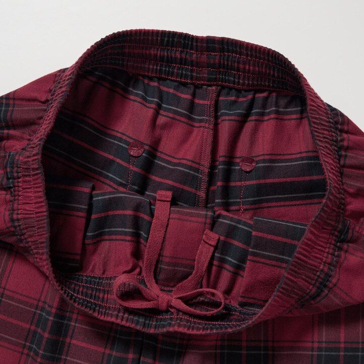 herr uniqlo flanell enkelt mönstrade ankellånga byxor röda