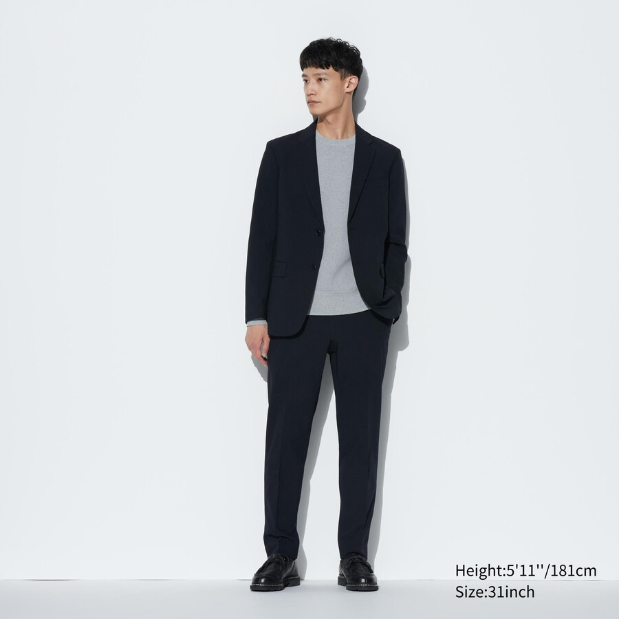 herr uniqlo airsense ultralätta ullbyxor marinblå