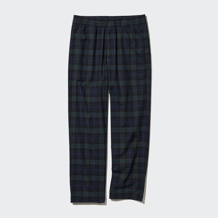 uniqlo flanell enkelt mönstrade ankellånga herrbyxor mörkgröna