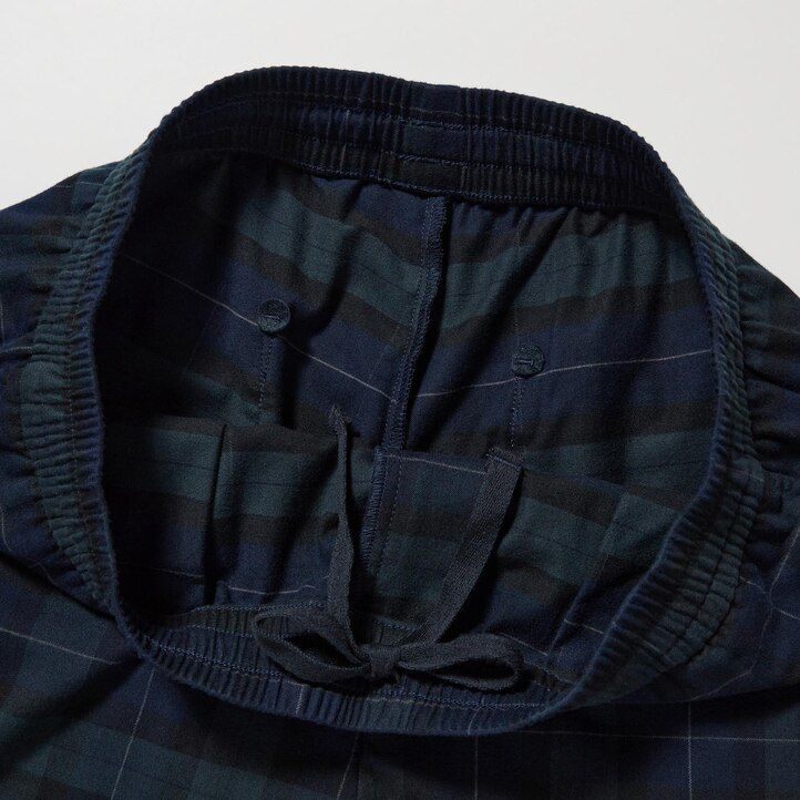 uniqlo flanell enkelt mönstrade ankellånga herrbyxor mörkgröna
