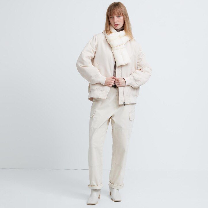 uniqlo heattech fodrad vadderad halsduk damväskor olivgrön