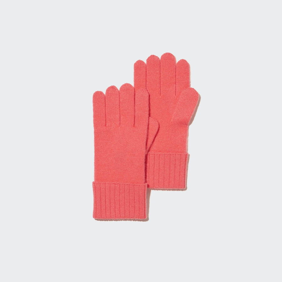 rosa uniqlo 100 stickade handskar för kvinnor