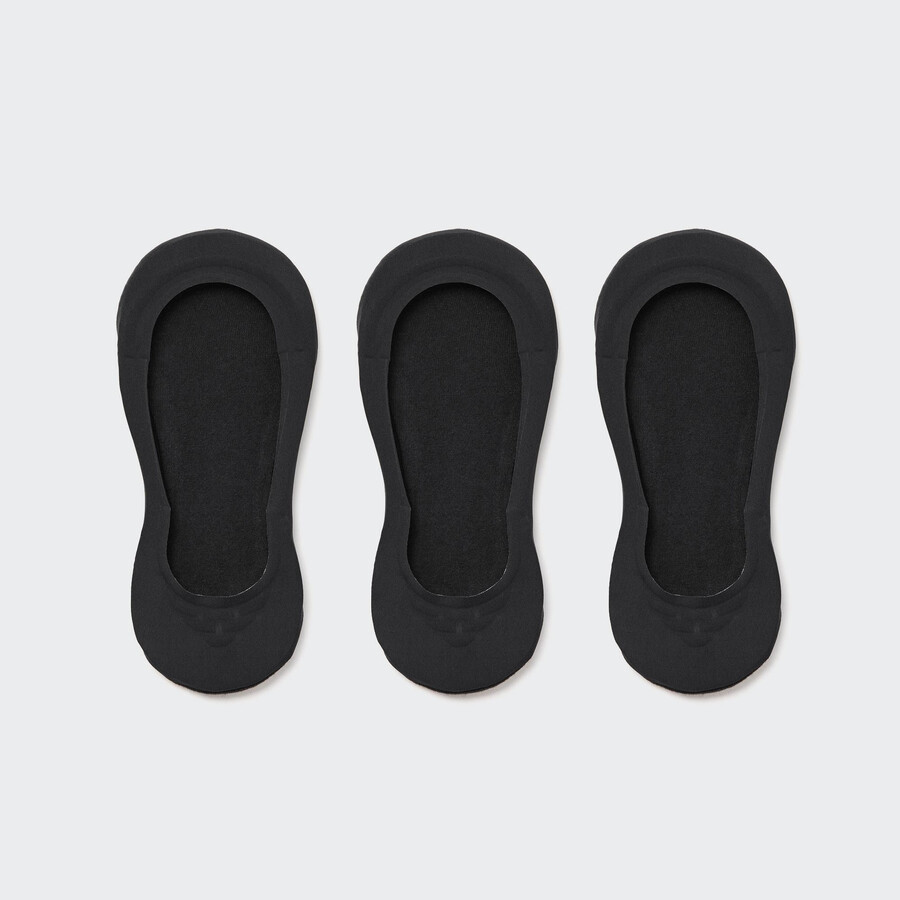svarta uniqlo sheer invisible no show-strumpor med tre par för kvinnor