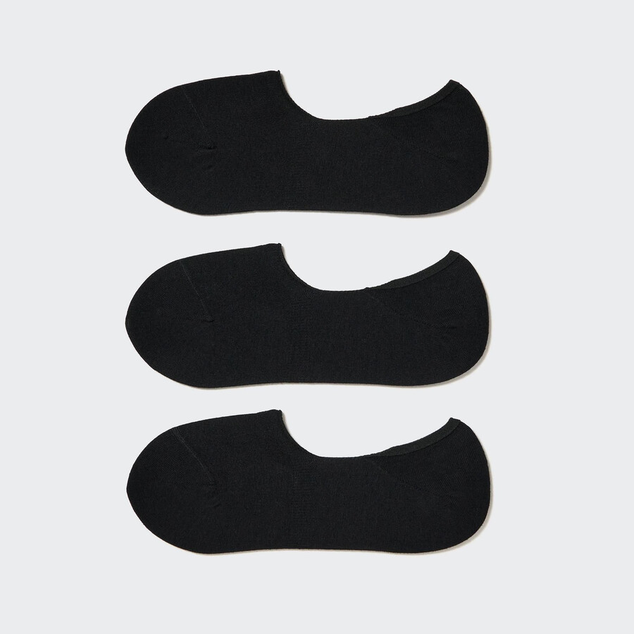svarta uniqlo osynliga strumpor med tre par för kvinnor