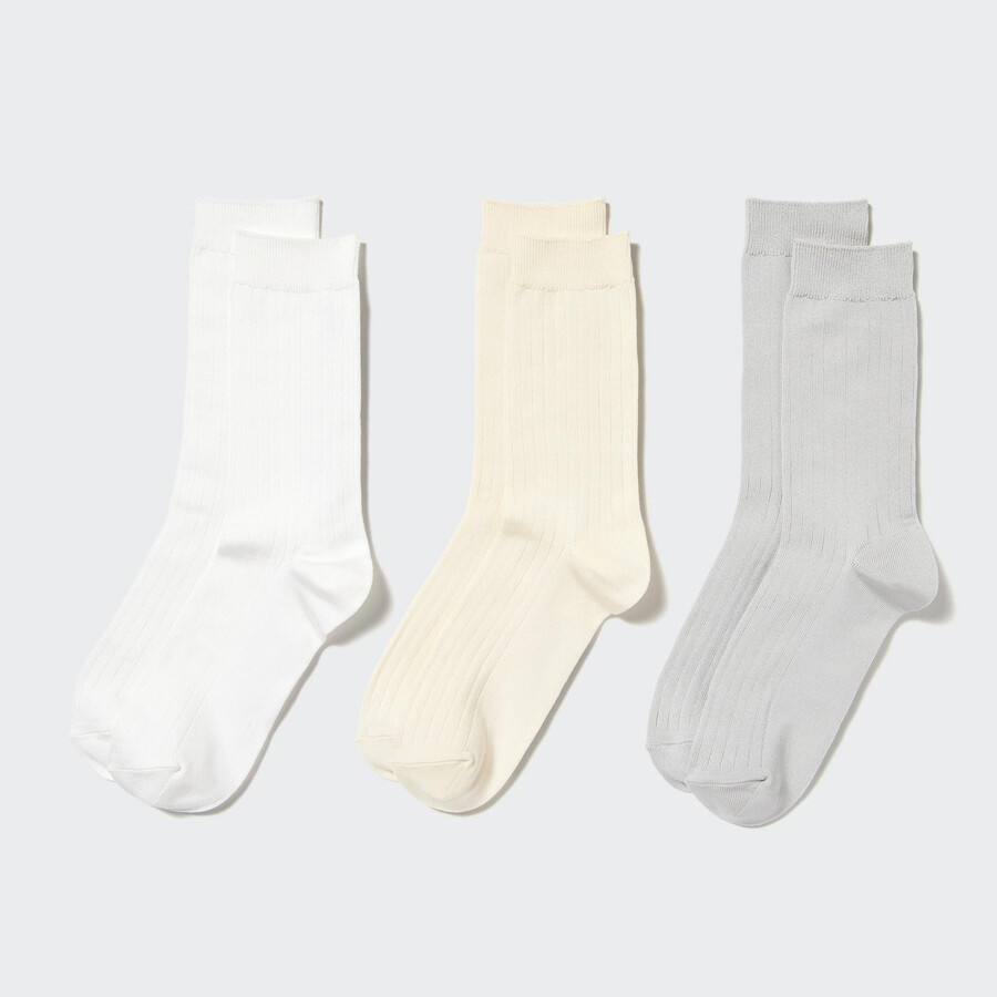vita uniqlo ribbade tre par damstrumpor