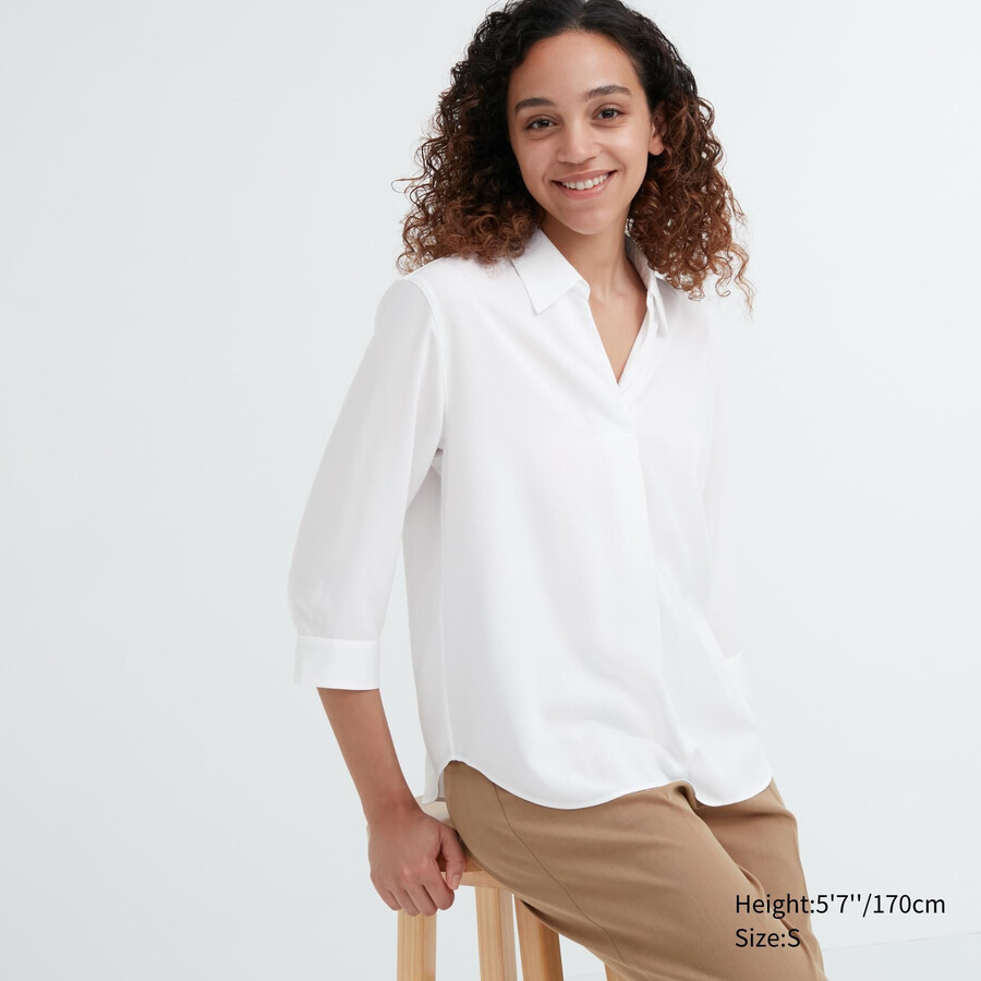 vit uniqlo rayon skipper collar 34 Ärmlös damblus