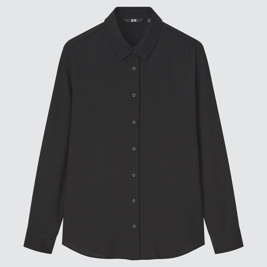 dam uniqlo rayonärmad blus svart