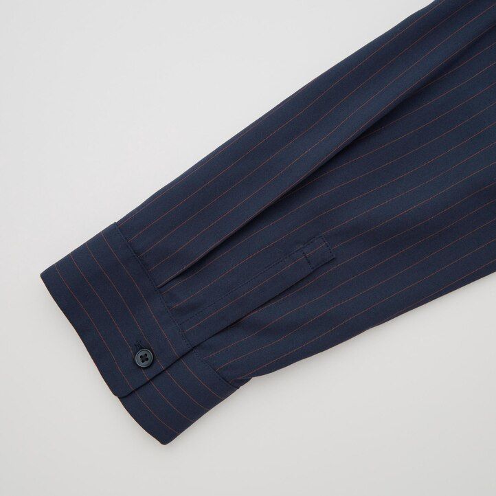 marinblå uniqlo rayon randig blus med skipperkrage 34 Ärmar dam