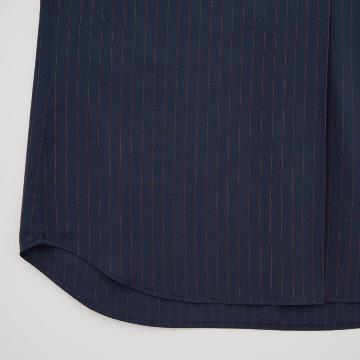 marinblå uniqlo rayon randig blus med skipperkrage 34 Ärmar dam