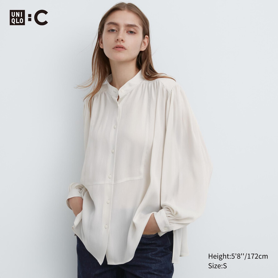 dam uniqlo voluminös blus vit