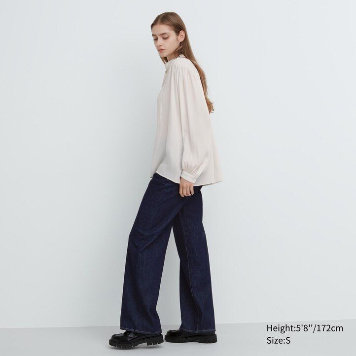 dam uniqlo voluminös blus vit