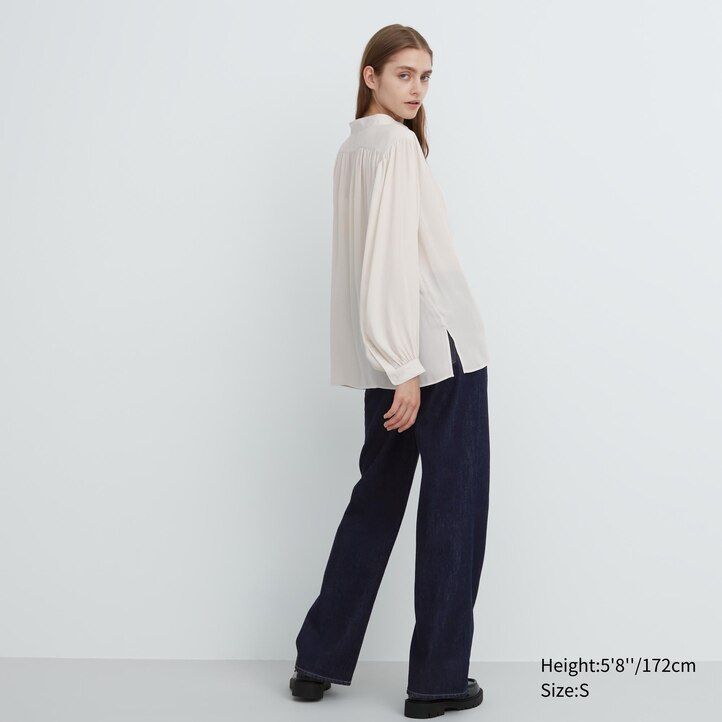 dam uniqlo voluminös blus vit