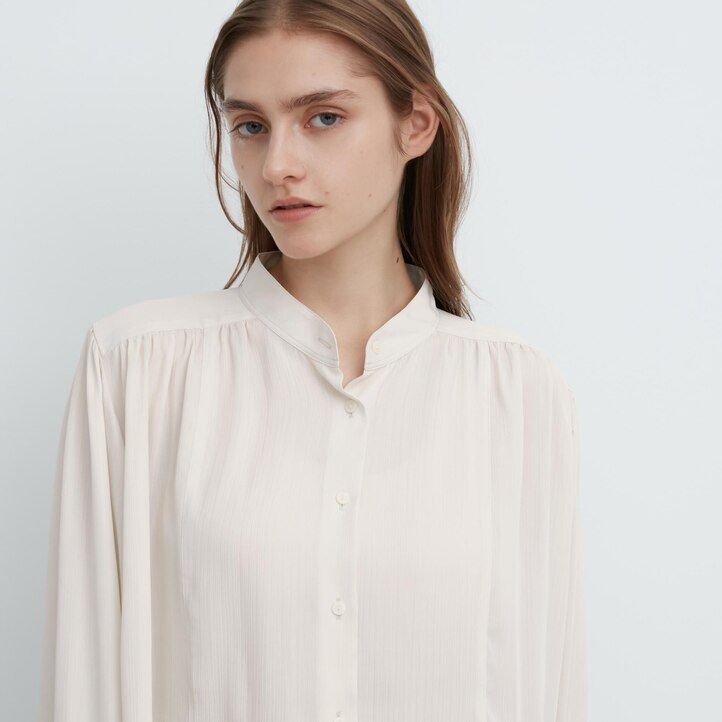 dam uniqlo voluminös blus vit