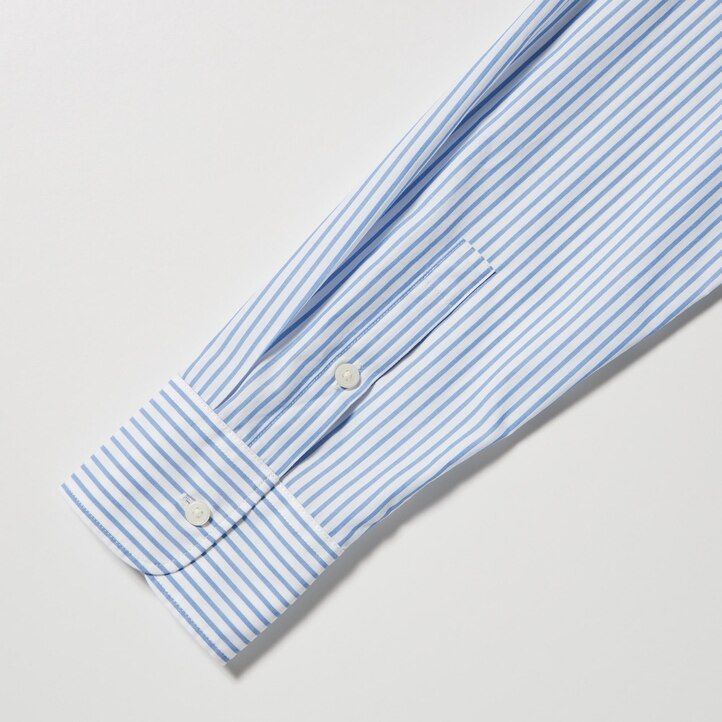 grön uniqlo extra fine cotton randig Ärm damblus