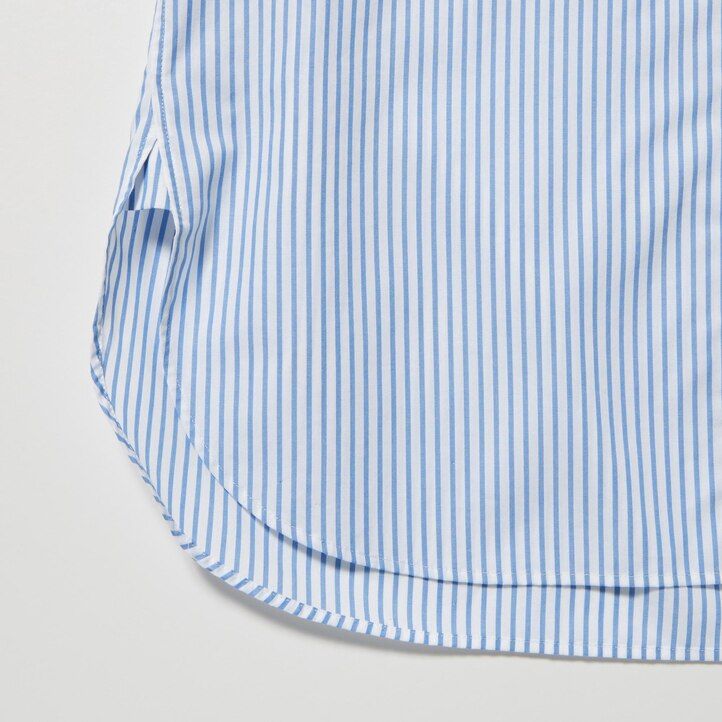 grön uniqlo extra fine cotton randig Ärm damblus