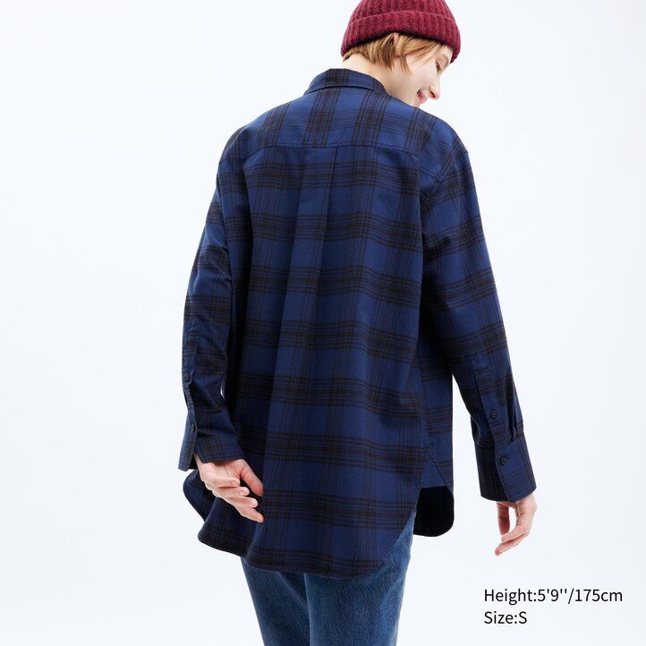 uniqlo flanellrutig damblus beige