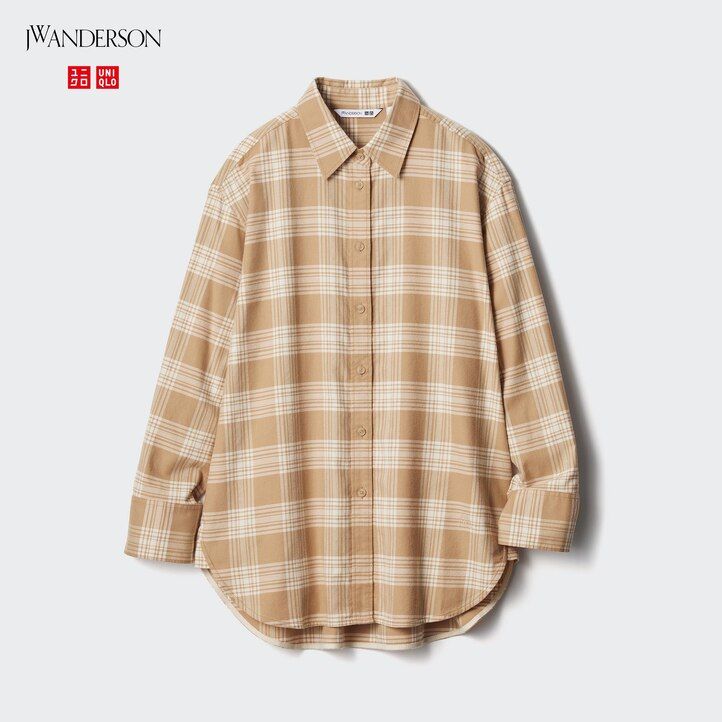 uniqlo flanellrutig damblus beige