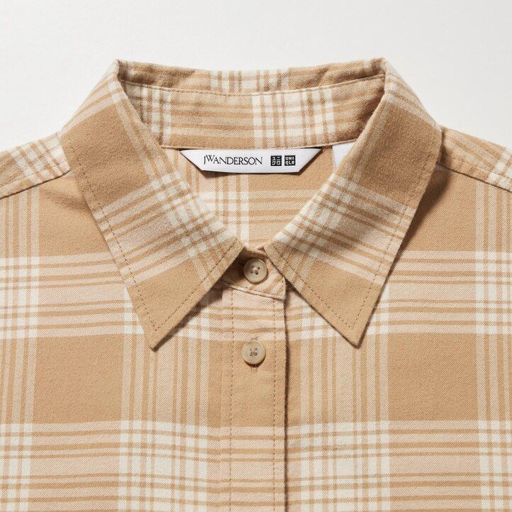 uniqlo flanellrutig damblus beige