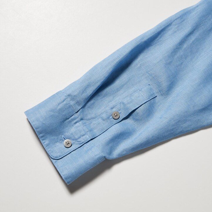 uniqlo 100 premium linne skipper collar 34 Ärm damblus blå