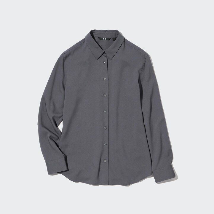 svart uniqlo-blus med rayonärmar för kvinnor